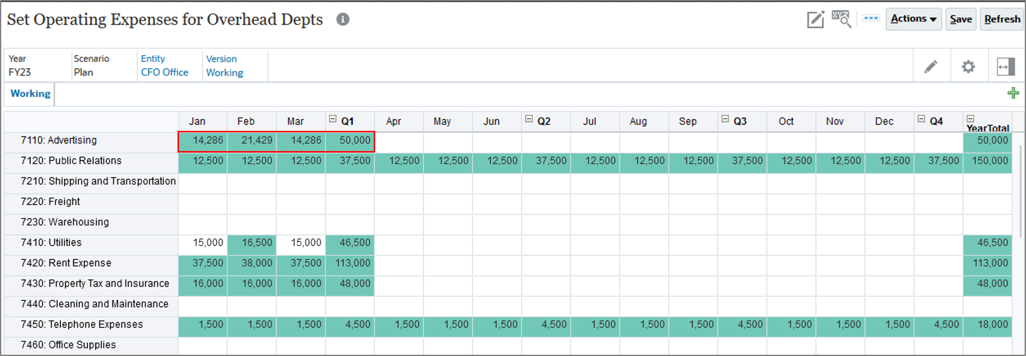 Expense Form after Spreading YearTotal